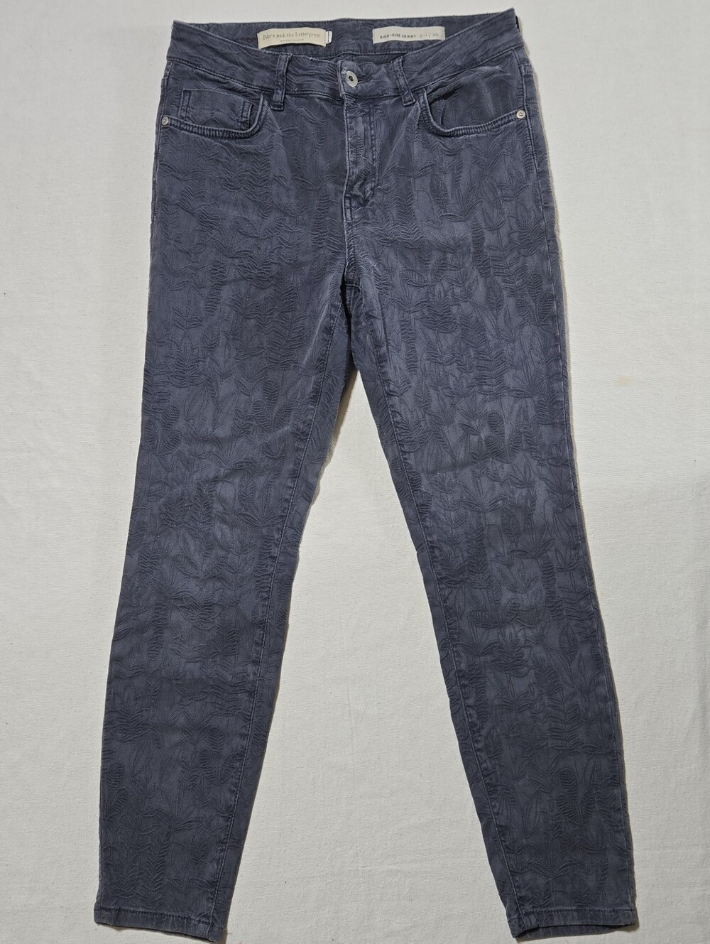 Anthropologie Women's Skinny Jeans in Faded Navy Textured Print